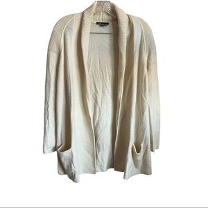 Vince Wool Cashmere Cream Pocket Open Front Cardigan